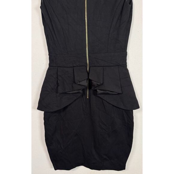 TED BAKER Judia Peplum Ruffle Bodycon Sheath Mini Dress Cocktail Black Size 1 SM - Picture 6 of 10